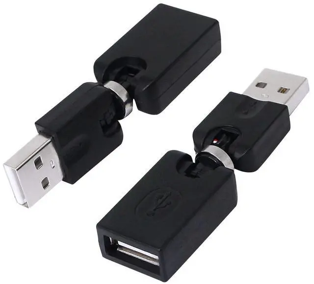Main image of Rotating and Swivel Twist USB 2.0 Type A Male to Type A Female 360 Degree Rotation Adjustable Right Angle Extension Adapter Convertor (2-Pack,AM-FM)