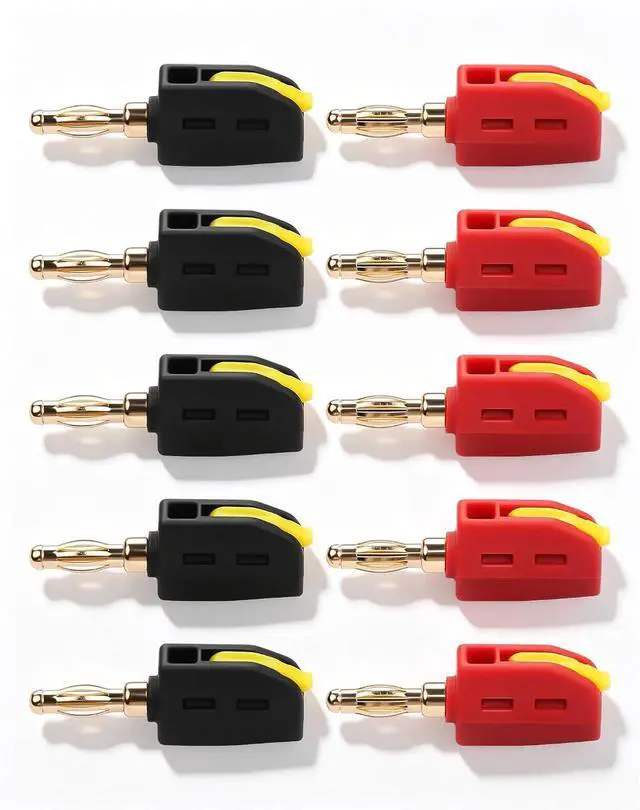 Main image of 4mm Banana Plugs, High Push-Button Current Quick Connect 24K Gold-Plated Speaker Plug Connectors | for Home Theater, Speaker, Amplifier, 5 Pair/10 PCS