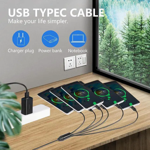 Alt view image 3 of 7 - USB 1 Male to 6 Male Micro Splitter Y Cable USB Micro Y Splitter Supports Data Transmission of U disks, Keyboards, and mice, and Power Supply for USB Devices (0.5m/1.64ft)