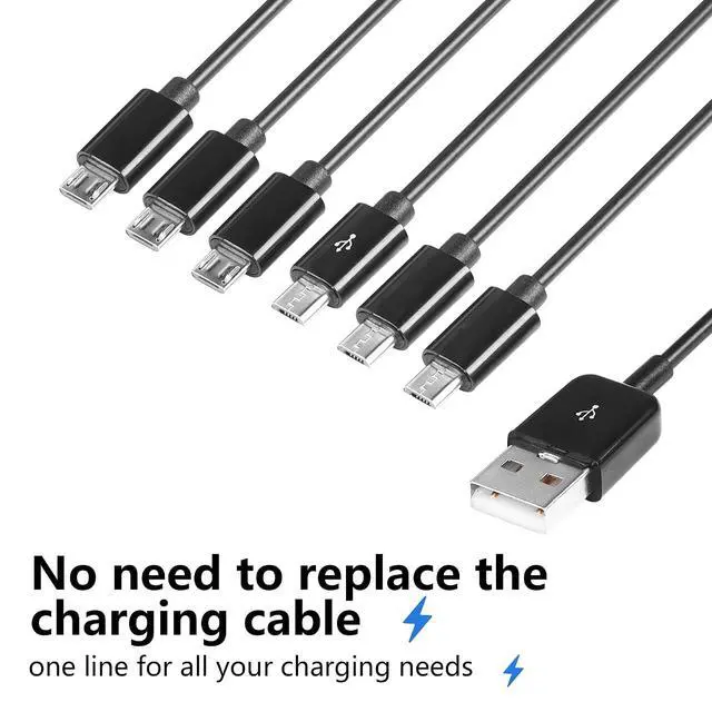 Alt view image 5 of 7 - USB 1 Male to 6 Male Micro Splitter Y Cable USB Micro Y Splitter Supports Data Transmission of U disks, Keyboards, and mice, and Power Supply for USB Devices (0.5m/1.64ft)