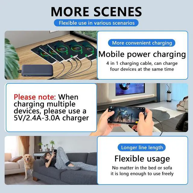 Alt view image 6 of 7 - USB 1 Male to 6 Male Micro Splitter Y Cable USB Micro Y Splitter Supports Data Transmission of U disks, Keyboards, and mice, and Power Supply for USB Devices (0.5m/1.64ft)