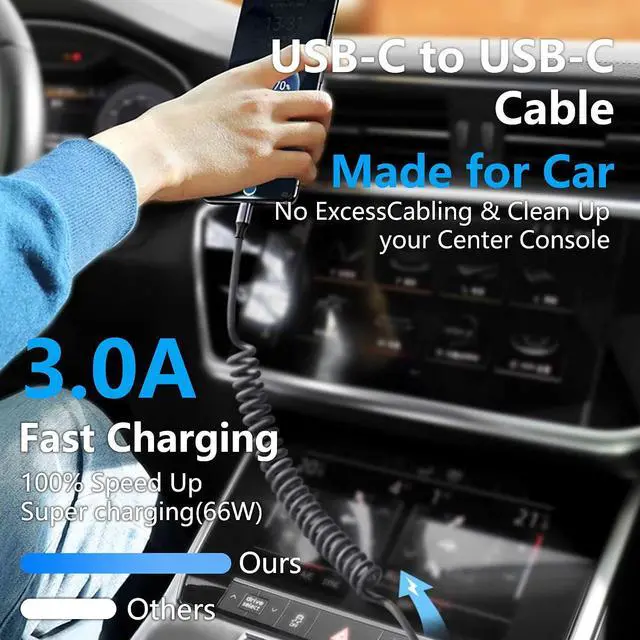 Alt view image 4 of 7 - Coiled USB Type C Extension Cable,90 Degree Angle USB-C Male to USB-C Female Spring Spiral Fast Charger Cable Stretched 3.6FT/1.1M (Right Angle 90 Degree)