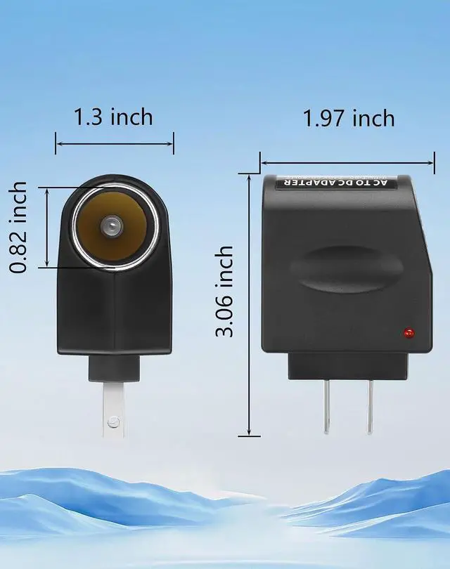 Alt view image 6 of 6 - AC to DC Adapter Wall Plug to 12V 18W Cigarette Lighter Converter 100-240V AC to DC 12 V Cigarette Lighter Adapter, AC/DC Power Converter