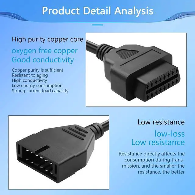 Alt view image 3 of 7 - OBD1 to OBD2 GM Adapter, Diagnostic Code Reader Scanner Cable, 12 Pin to OBD2 OBD II 16 Pin Diagnostic Tool