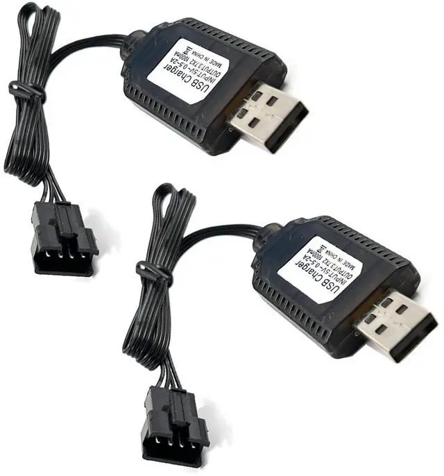 Main image of 2Pack 7.4V / 2 x 3.7V 400mA USB Charger Cable with SM-4P 4 pin Plug Compatible with Old Version UDI001 UDI008 UDI009 and HJ808 RC Boat Battery UDI001 USB 2