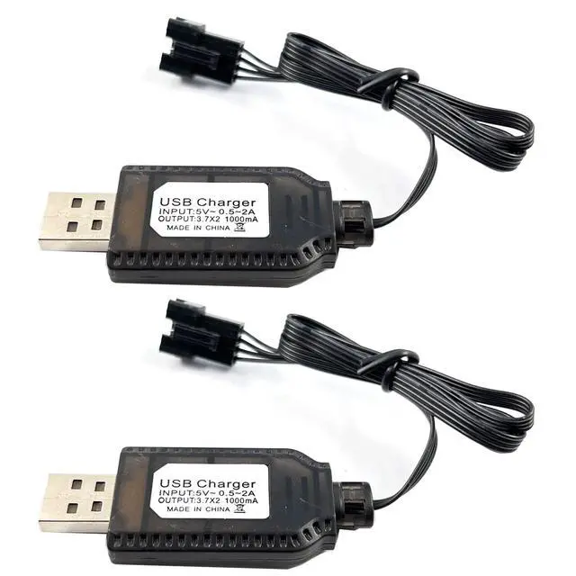 Alt view image 2 of 7 - 2Pack 7.4V / 2 x 3.7V 400mA USB Charger Cable with SM-4P 4 pin Plug Compatible with Old Version UDI001 UDI008 UDI009 and HJ808 RC Boat Battery UDI001 USB 2