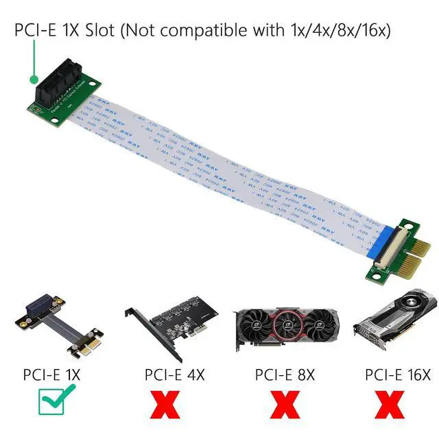Alt view image 5 of 7 - 14cm 90 Degree PCI-Express 1X Riser FPV Cable, PCI-E 36PIN 1X Extension Cable