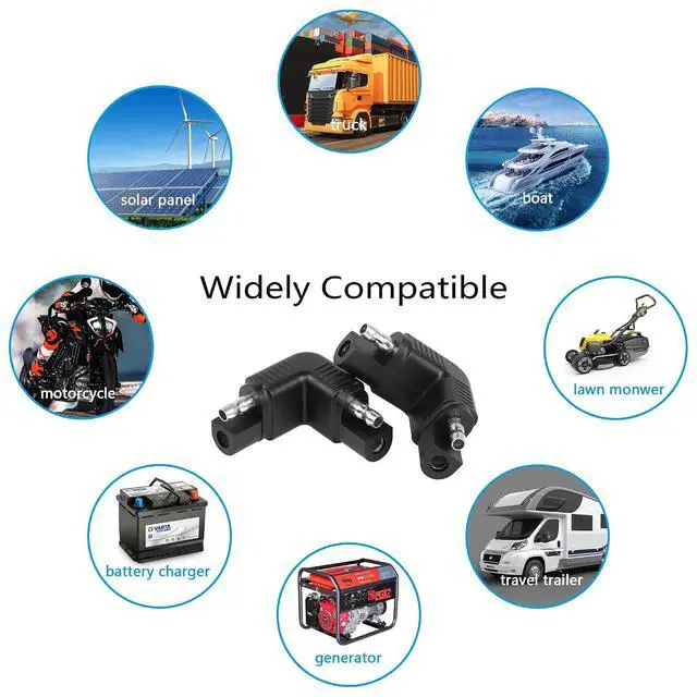 Alt view image 6 of 6 - Right Angle SAE Polarity Reverse Adapter, 90 Degree SAE to SAE Plug Quick Disconnect Connector for Solar Panel,RV,etc(4-Pack)