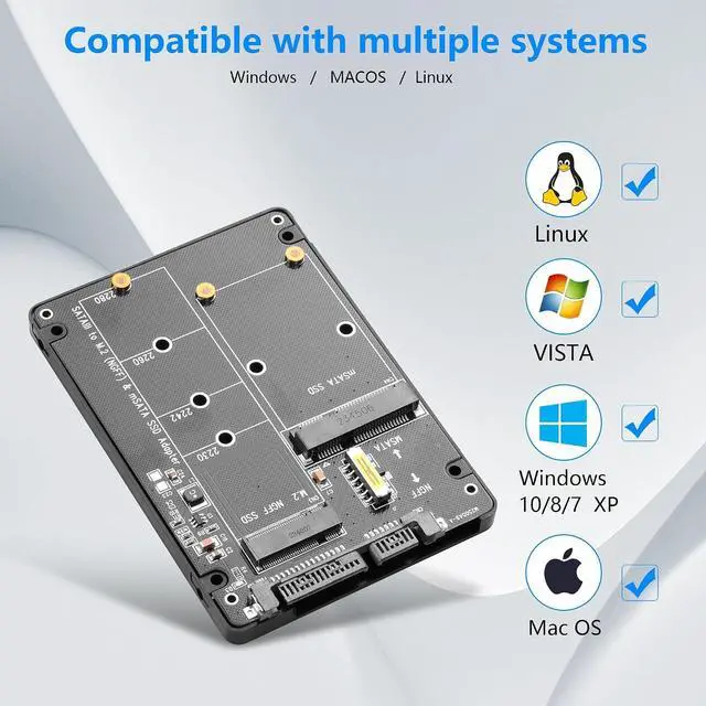 Alt view image 5 of 7 - M.2 NGFF SSD & MSATA SSD to 2.5"" SATA III Converter Adapter 2 in 1 B Key/B&M Key M.2 NGFF mSATA SSD Hard Drive to SATA3.0 Enclosure Adapter Not for M Key, black