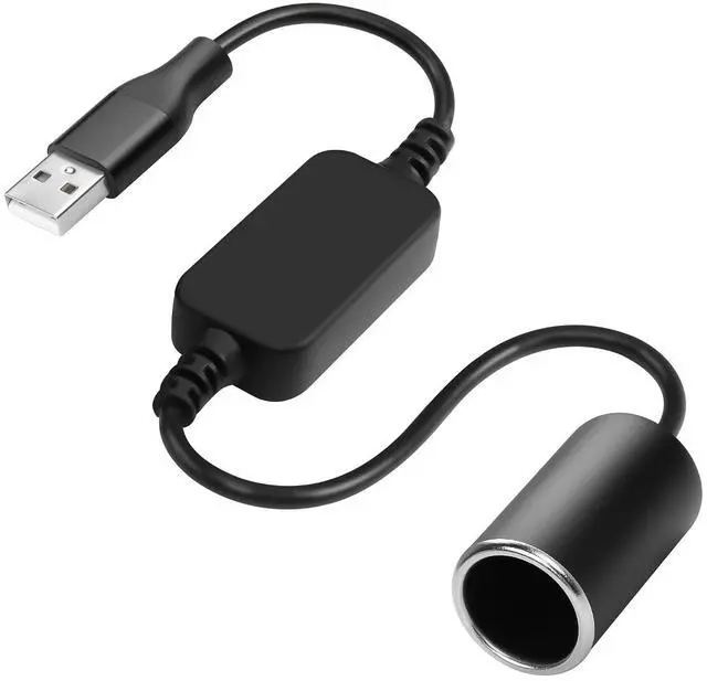 Main image of 1ft USB A Male to 12V 18W Car Cigarette Lighter Socket Female Converter Cable for Dash Cam,Radar Detector, GPS, Car Led Light Strips, and Other Automotive Electronics (18W Max)
