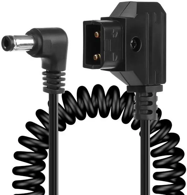 Main image of D-Tap to Right Angled DC 12V Coiled Cable,Replacement Dtap to 12V DC5525 Barrel Jack Cable for Anton Bauer, KIPRO LCD, Black Magic Etc.