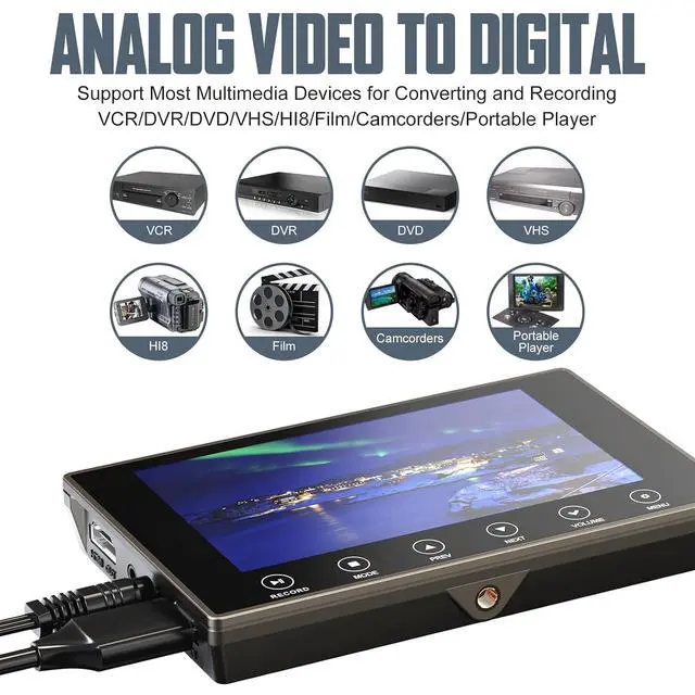 Alt view image 4 of 7 - DigitPro VHS to Digital Converter 3.0, 5" Large Screen Video to Digital Converter, 4K HD Convert VCR HI8 8MM Tapes VHS Player DVD Camcorder Mini DV Cassette Tape Analog to Digital