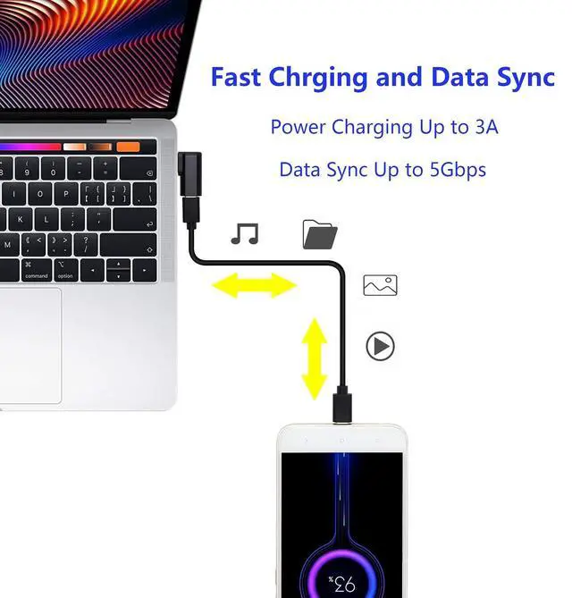 Alt view image 5 of 7 - 90 Degree USB C to USB A Adapter, Right Angle & Left Angle USB A 3.0 Male to USB Type C 3.1 Female Connector for Laptops, Wall Chargers, Power Banks(2-Pack)