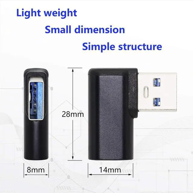 Alt view image 6 of 7 - 90 Degree USB C to USB A Adapter, Right Angle & Left Angle USB A 3.0 Male to USB Type C 3.1 Female Connector for Laptops, Wall Chargers, Power Banks(2-Pack)