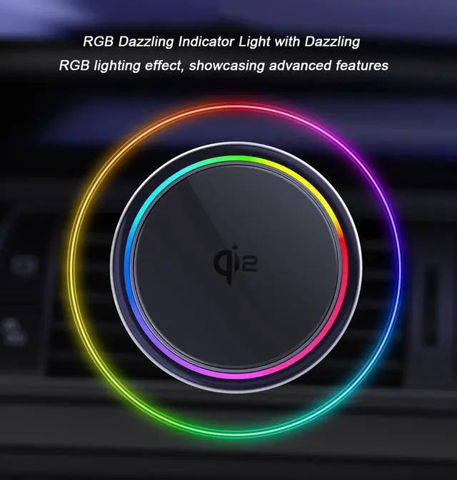 Alt view image 3 of 7 - RGB 15W Magnetic Car Vent Wireless Charger Holder Semiconductor Cooling Fast Charging Mount Fit iPhone 15/iPhone 14/13/12 Series and Magnetic Case