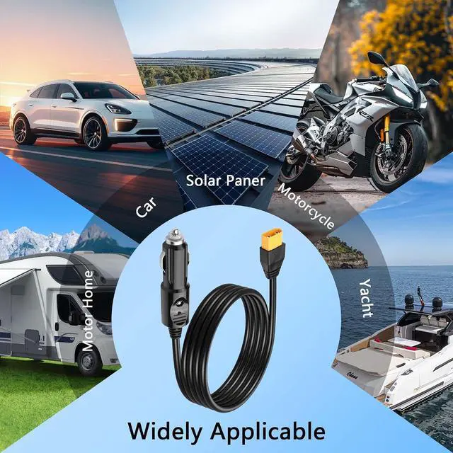 Alt view image 4 of 6 - 16AWG Car Cigarette Lighter to Male XT90 Cable,12V/24V 4.9FT XT90 Car Charger Connector with LED Indicator Lights,for Solar,Motorcycle-1.5M/4.9FT