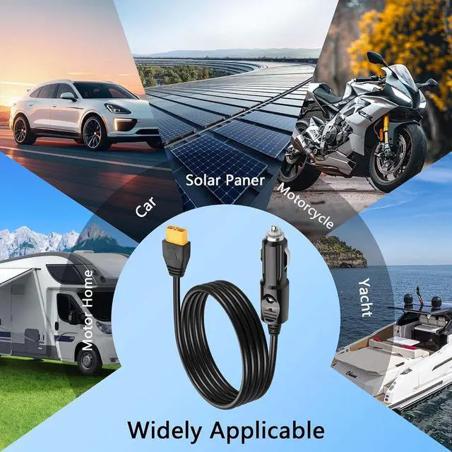 Alt view image 4 of 6 - 16AWG Car Cigarette Lighter to Female XT90 Cable,12V/24V 4.9FT XT90 Car Charger Connector with LED Indicator Lights,for Solar,Motorcycle-1.5M/4.9FT