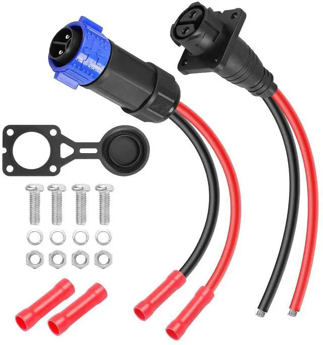 Main image of Trolling Motor sckot connector, Trolling Motor Plug and Receptacle Quick Connect Kit, Heavy-Duty 2-Prong 12V, 24V, 36V or 48V for Marine Boat, Kayak Trolling Motor, 8AWG Cable Wire