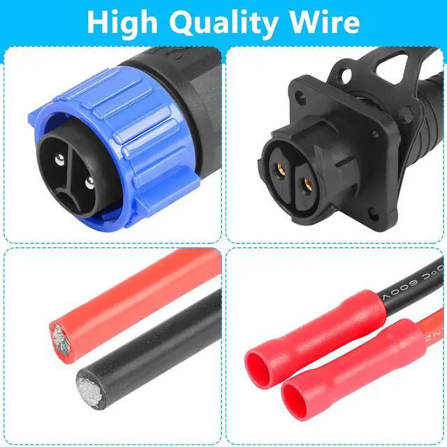 Alt view image 4 of 7 - Trolling Motor sckot connector, Trolling Motor Plug and Receptacle Quick Connect Kit, Heavy-Duty 2-Prong 12V, 24V, 36V or 48V for Marine Boat, Kayak Trolling Motor, 8AWG Cable Wire