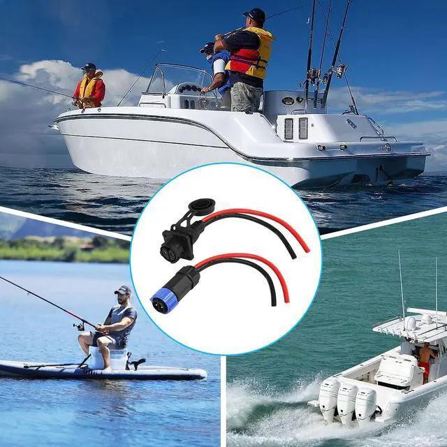 Alt view image 6 of 7 - Trolling Motor sckot connector, Trolling Motor Plug and Receptacle Quick Connect Kit, Heavy-Duty 2-Prong 12V, 24V, 36V or 48V for Marine Boat, Kayak Trolling Motor, 8AWG Cable Wire