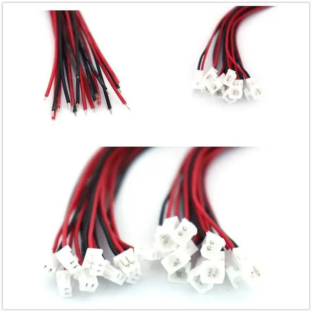Alt view image 3 of 6 - 20 Pairs JST 1.25mm 2 Pin Micro Male Female Connector Plug 80mm Wires Cables