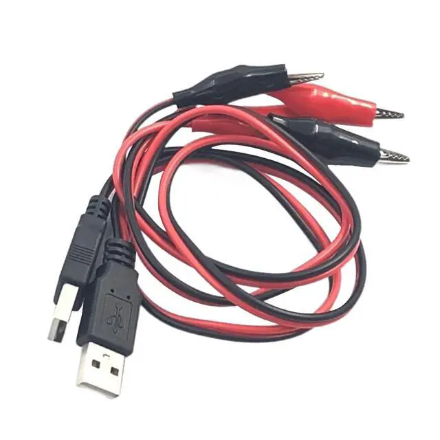 Alt view image 2 of 7 - Crocodile Clamps Test Wire 50cm/19.69inch Double Alligator Clips to USB Male Connector Cable Copper Test Lead for Testing Circuit