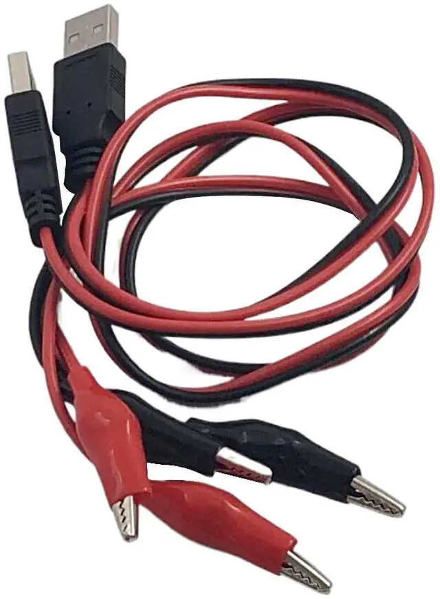 Main image of Crocodile Clamps Test Wire 50cm/19.69inch Double Alligator Clips to USB Male Connector Cable Copper Test Lead for Testing Circuit