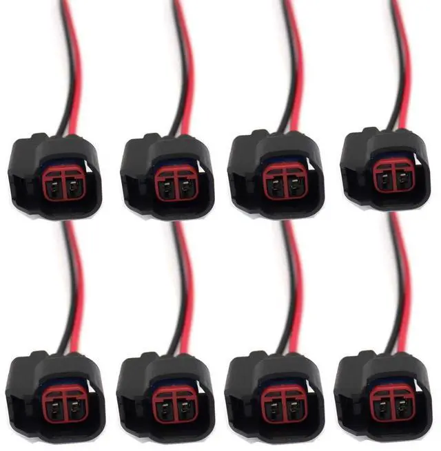 Main image of (8pcs) Fuel Injector Connector for EV6 EV14 USCAR Pigtail Harness Socket Plug Wire for LS2 LS3 LS7 Compatible with G-M Fo-rd Do-dge J-e-e-p Mustang Vehicles Bos-ch