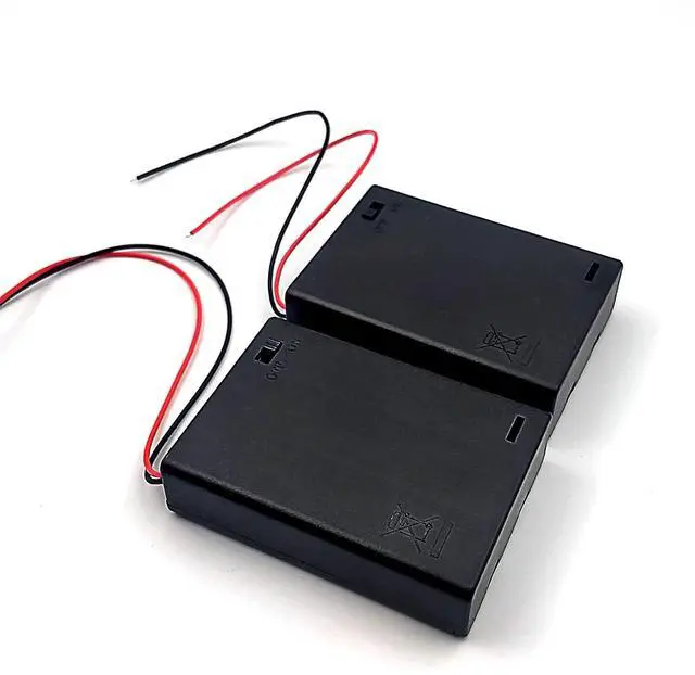Main image of 2PCS Wire Lead Cable Plastic 3 x 1.5V AA Batteries Cell Box Holder Case Black