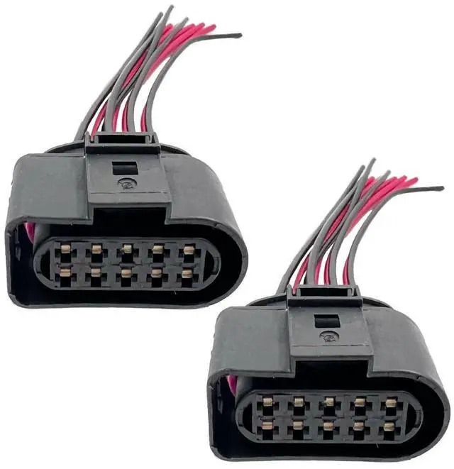 Main image of 2 Pack Headlight Wiring Pigtail Connector Plug Cable 10pin 1J0973735 Compatible with A3 A4/S4 A5/S5 A6/S6 A8 Q3/Q5/Q7/TT Bettle Bora Jetta Golf Passat