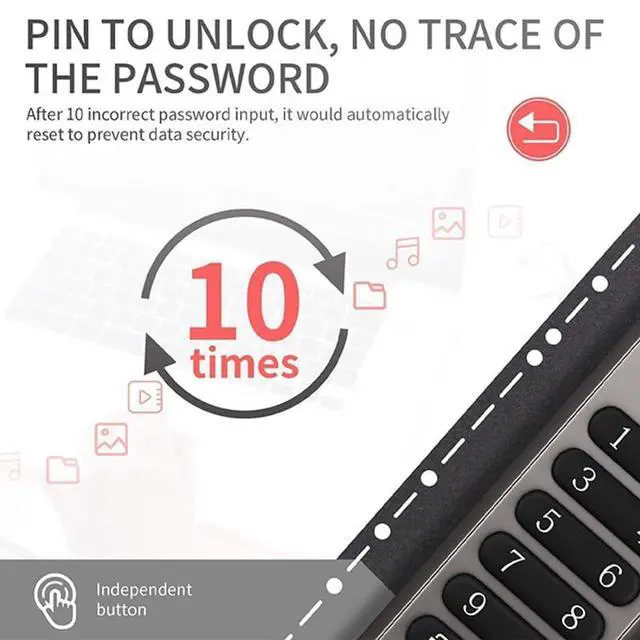 Alt view image 7 of 7 - Encrypted USB Drive Secure Flash Drive 64GB AES256-bit USB 3.0 Hardware Password Memory Stick Aluminum Alloy Shell Flash Disk Automatic Lock U Disk (64, GB)