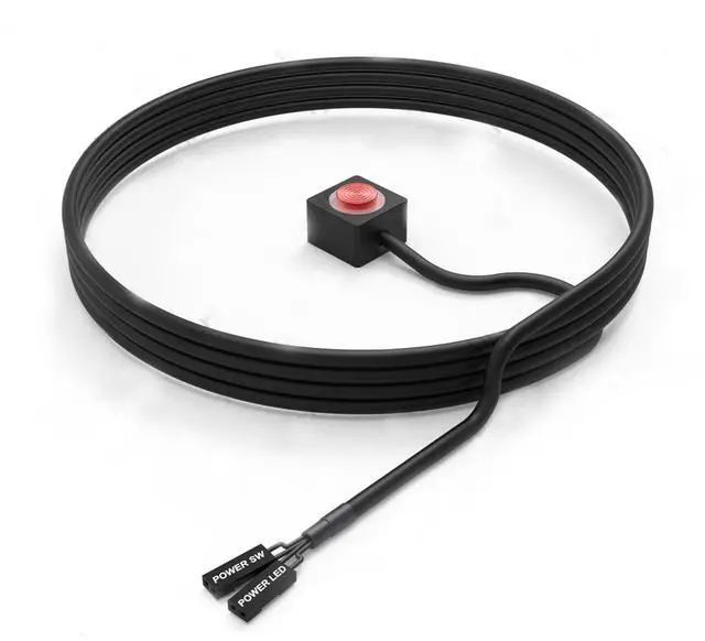 Main image of 2m Computer Desktop Switch PC Motherboard External Start Power On/Off Button Extension Cable for Home Office DIY Button (Red)