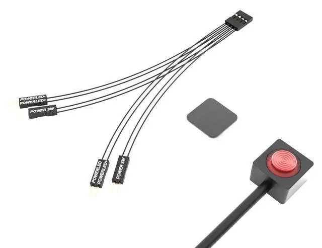 Alt view image 3 of 7 - 2m Computer Desktop Switch PC Motherboard External Start Power On/Off Button Extension Cable for Home Office DIY Button (Red)