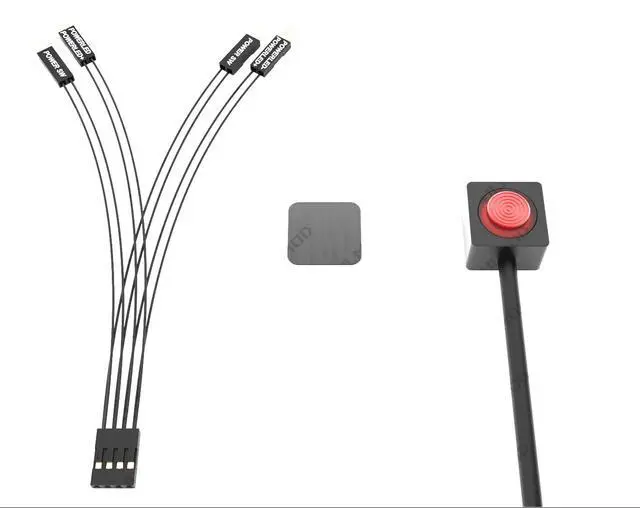 Alt view image 5 of 7 - 2m Computer Desktop Switch PC Motherboard External Start Power On/Off Button Extension Cable for Home Office DIY Button (Red)