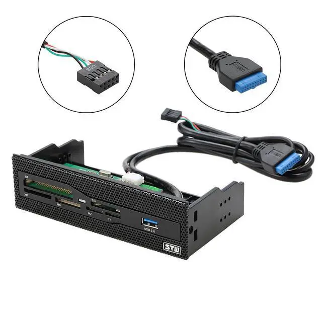Alt view image 2 of 6 - 5.25" Internal Card Reader Media Multi-Function Dashboard PC Front Panel USB 3.0 Support CF XD MS M2 TF SD Card Reader Smart