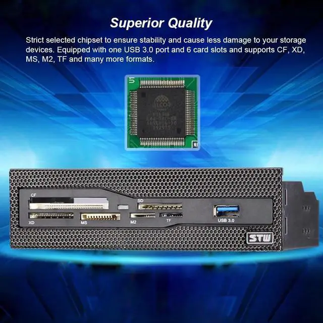 Alt view image 6 of 6 - 5.25" Internal Card Reader Media Multi-Function Dashboard PC Front Panel USB 3.0 Support CF XD MS M2 TF SD Card Reader Smart