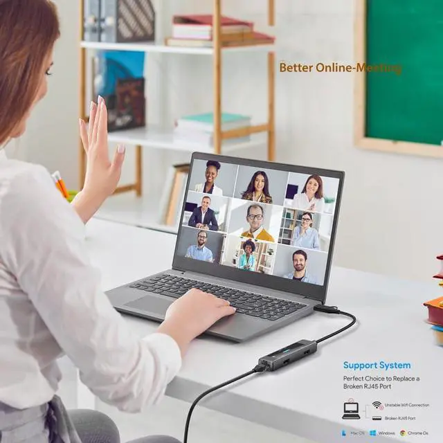 Alt view image 2 of 7 - USB 3.0 to Ethernet Adapter, 5 in 1 Multi-Port Hub with Gigabit RJ45 and Type-C Power Port, LAN Network Adapter Compatible with Laptop Desktop PC