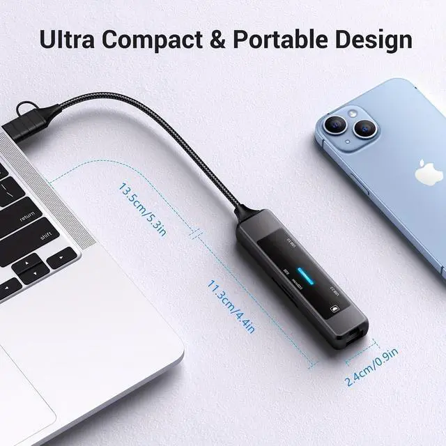 Alt view image 5 of 7 - USB 3.0 to Ethernet Adapter, 5 in 1 Multi-Port Hub with Gigabit RJ45 and Type-C Power Port, LAN Network Adapter Compatible with Laptop Desktop PC