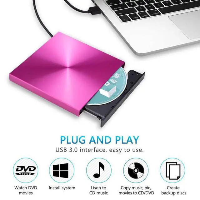 Alt view image 3 of 7 - Aluminium Alloy USB 3.0 External DVD Burner DVD-RW CD-ROM Player Slim Portable Optical Drive for Desktop Laptop Notebook (Silver)