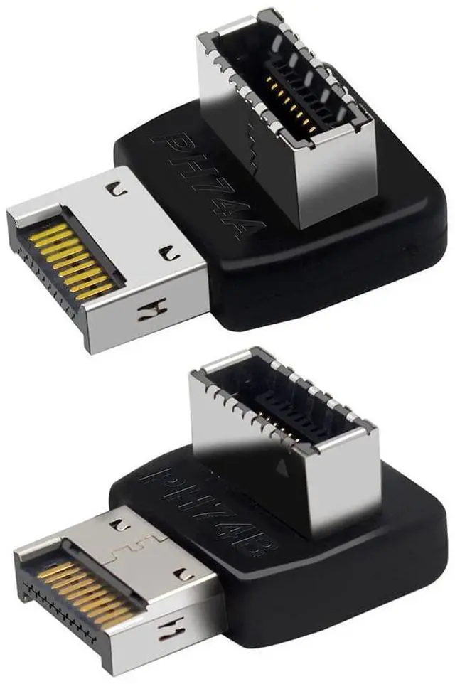 Main image of Computer Motherboard Type-C USB3.1 Type-E 90 Degree Converter Computer Internal USB Header Adapter USB 3.1 Type-E 90 Degree Steering Elbow (2 Pack 1 Positive and 1 Negative)