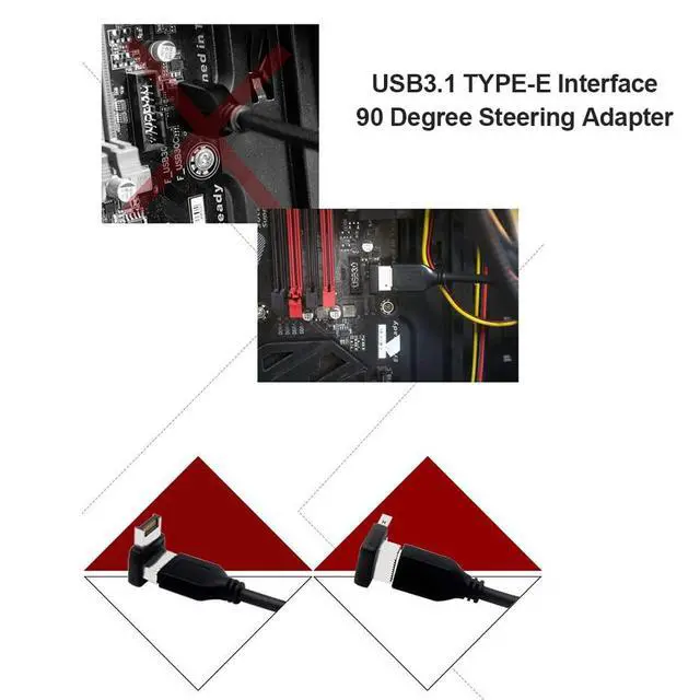Alt view image 3 of 7 - Computer Motherboard Type-C USB3.1 Type-E 90 Degree Converter Computer Internal USB Header Adapter USB 3.1 Type-E 90 Degree Steering Elbow (2 Pack 1 Positive and 1 Negative)