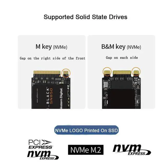 Alt view image 6 of 7 - M.2 NVME SSD Enclosure, M.2 NVMe Solid State Drive External Enclosure, Silver Aluminum Alloy USB 3.2 Gen2 Hard Drive Case for SSD 2230 / 2242 / 2260 / 2280