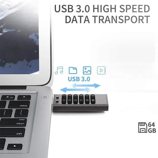 Alt view image 6 of 7 - Encrypted USB Drive Secure Flash Drive 64GB AES256-bit USB 3.0 Hardware Password Memory Stick Aluminum Alloy Shell Flash Disk Automatic Lock U Disk (64, GB)