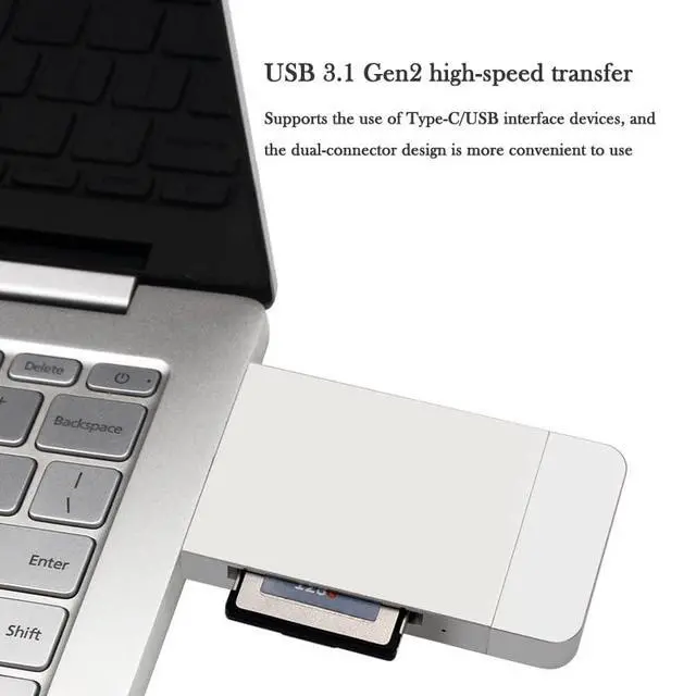 Alt view image 3 of 7 - B-Type CFexpress Card Reader Type A+C Dual Interface 10Gbps USB 3.1 Gen2 CF Memory Card CFexpress B Adapter OTG Function Magnetic Lids