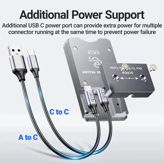 Alt view image 5 of 7 - CFexpress Card Reader, USB 3.2 Gen2 10Gbps CFE Type B Reader Aluminum Case Memory Card Adapter for Windows/MacOS/Android