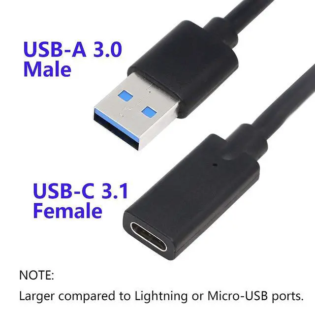 Alt view image 2 of 7 - USB 3.0 Type A Male to USB 3.0 Type C Female Connector Converter Adapter (Black) (3ft)