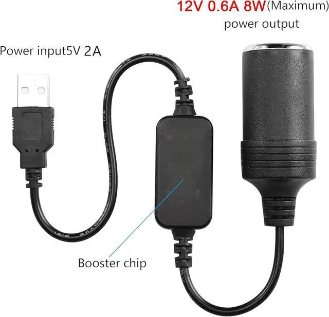 Alt view image 4 of 7 - 1ft USB A Male to 12V 8W Cigarette Lighter Socket Adapter Power Cable for Dash Cam, GPS, Car Led Light Strips, and Other Automotive Electronics 2Pack