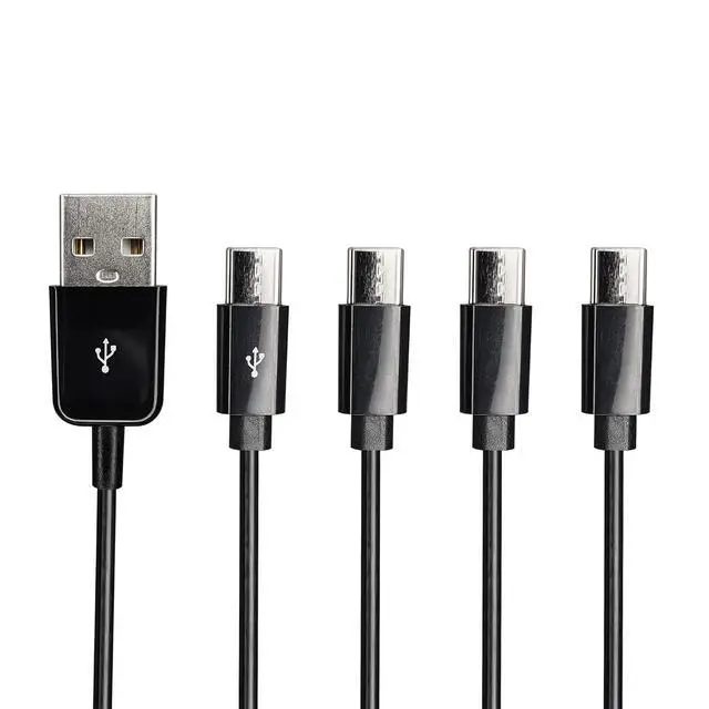 Main image of USB Type C Splitter Charging Cable,1ft 4 in 1 Multi Charging Cable, USB A to 4 x USB Type C Y Splitter Data Snyc Cord(0.3m-4 USB C, Black)