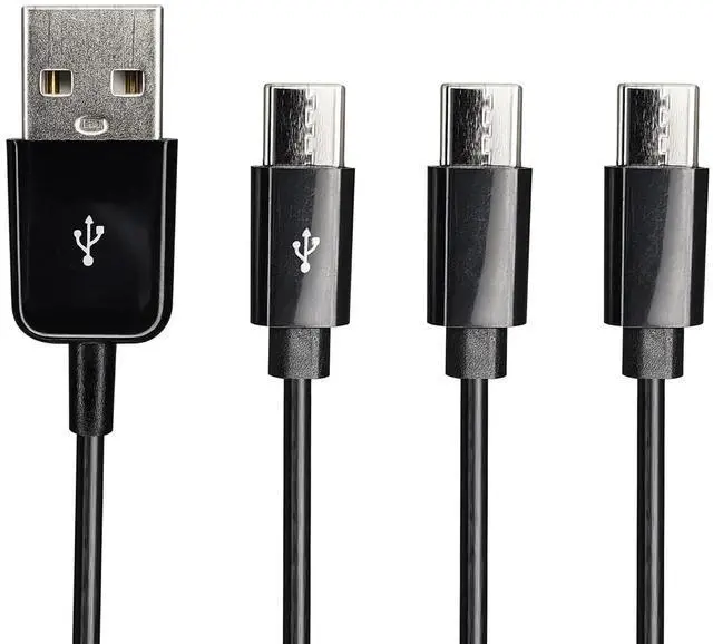Main image of USB Type C Splitter Charging Cable,1ft 3 in 1 Multi Charging Cable, USB A to 3 x USB Type C Y Splitter Data Snyc Cord(0.3m-3 USB C, Black)
