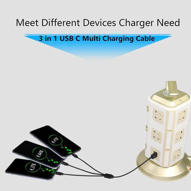Alt view image 4 of 7 - USB Type C Splitter Charging Cable,1ft 3 in 1 Multi Charging Cable, USB A to 3 x USB Type C Y Splitter Data Snyc Cord(0.3m-3 USB C, Black)